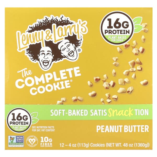 Lenny & Larry's The Complete Cookie®, Peanut Butter, 12 Cookies, 4 oz (113 g) Each