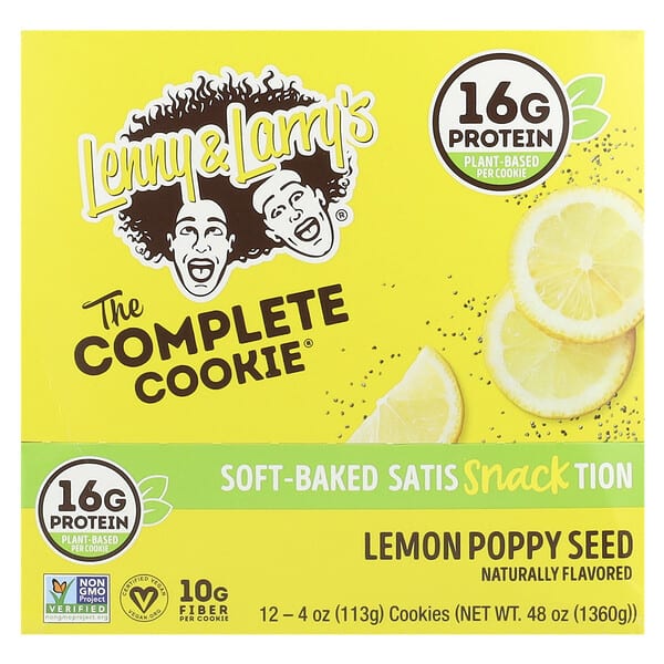Lenny & Larry's The Complete Cookie®, Lemon Poppy Seed, 12 Cookies, 4 oz (113 g) Each