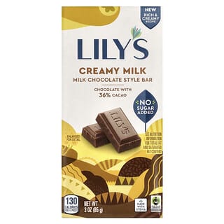 Lily's Sweets, Milk Chocolate Style Bar, Creamy Milk, 36% Cocoa, 3 oz (85 g)