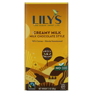 Lily's Sweets, Tablette de chocolat 40%, Lait Crémeux, 85 g