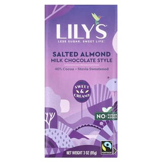 Lily's Sweets, カカオ40％ミルクチョコレートスタイル、ソルトアーモンド、85g（3オンス）