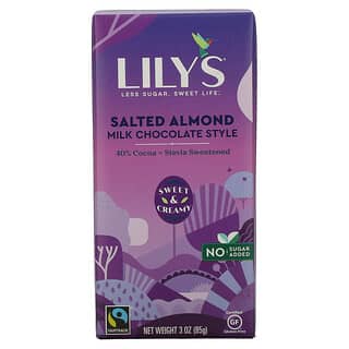 Lily's Sweets, 40% de cacao con leche estilo chocolate, Almendras saladas, 85 g (3 oz)