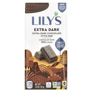 Lily's Sweets, Barre de chocolat extra noir, 70 % de cacao, 80 g