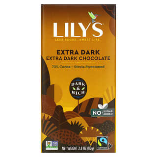 Lily's Sweets, Barre de chocolat extra noir, 70 % de cacao, 80 g