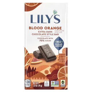 Lily's Sweets, Barre de chocolat extra noir, orange sanguine, 70 % de cacao, 80 g