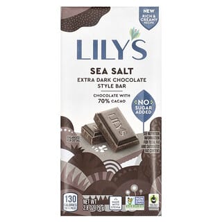 Lily's Sweets, Barre de chocolat noir, sel de mer, 70 % de cacao, 80 g