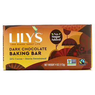 Lily's Sweets, Tablette de chocolat pâtissier premier choix, chocolat noir, 113 g