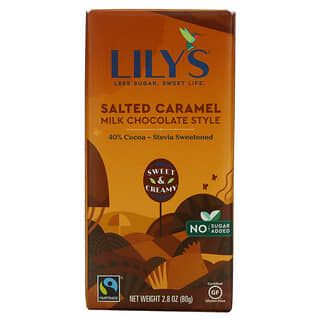 Lily's Sweets, Barra con 40 % de chocolate y leche, caramelizada y con sal, 2.8 oz (80 g)