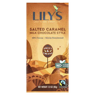 Lily's Sweets, Barra con 40 % de chocolate y leche, caramelizada y con sal, 2.8 oz (80 g)