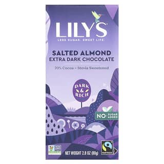 Lily's Sweets, Barre de chocolat extra noir, amandes salées, 70 % de cacao, 80 g