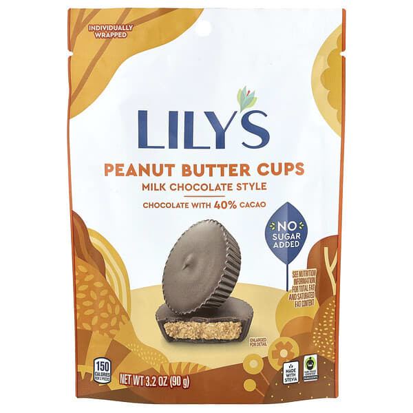 Lily's Sweets, 牛奶巧克力風格，花生醬杯，無糖，3.2 盎司（91 克）