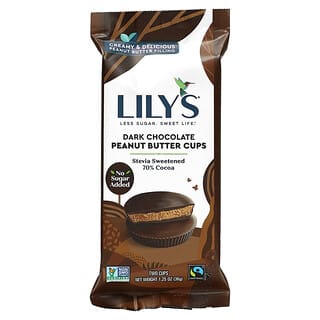 Lily's Sweets, Tazas de mantequilla de maní, Chocolate negro, 2 tazas, 36 g (1,25 oz)
