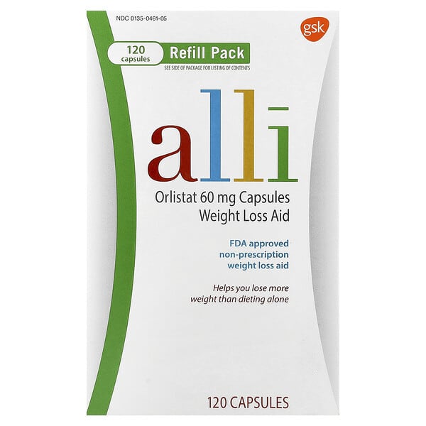Alli, 奧利司他，輕體助劑，填充裝，60 毫克，120 粒膠囊