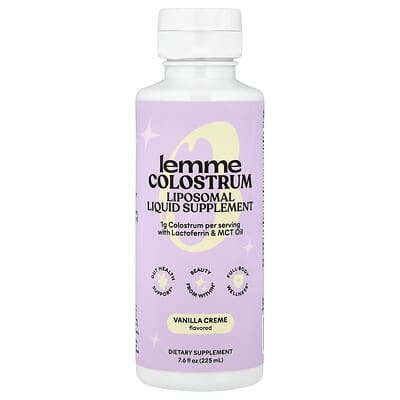 Lemme, Colostrum, Liposomal Liquid Supplement, Vanilla Cream, 7.6 fl oz (225 ml)