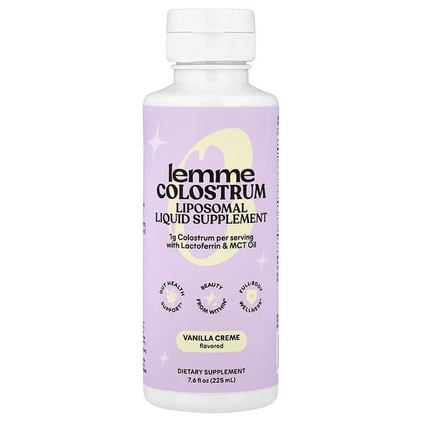 Lemme, Colostrum, Liposomal Liquid Supplement, Vanilla Creme, 7.6 fl oz (225 ml)