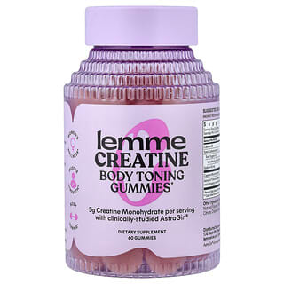 Lemme, Créatine, Gommes tonifiantes pour le corps, Fraise acidulée, 60 gommes