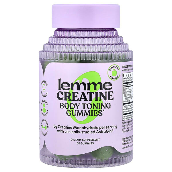 Lemme, Creatine, Body Toning Gummies, Sour Apple, 60 Gummies — product photo 1