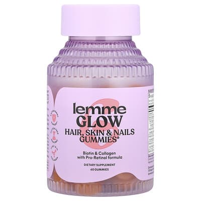 Lemme, Gloss, Hair, Skin & Nails Gummies, Peach Flavor, 60 Gummies