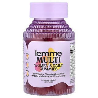 Lemme, Gomitas multivitamínicas para mujeres, Frambuesa y naranja, 60 gomitas