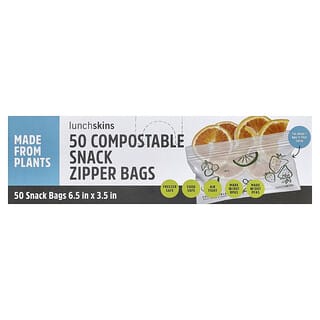 Lunchskins, Compostable Snack Zipper Bags, 50 Bags