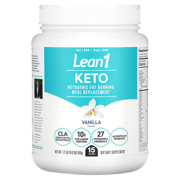 Lean1, ケトン食、Ketogenic Fat Burning Meal Replacement、バニラ、555g（1.2ポンド）