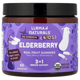 Llama Naturals, Желирани таблетки с бъз за деца, с вкус на бъз, , 60 бр.