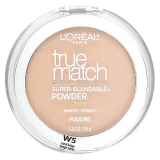 L'Oréal, True Match, супер-смываемая пудра, согревающий, W5 песочный бежевый, 9,5 г (0,33 унции)