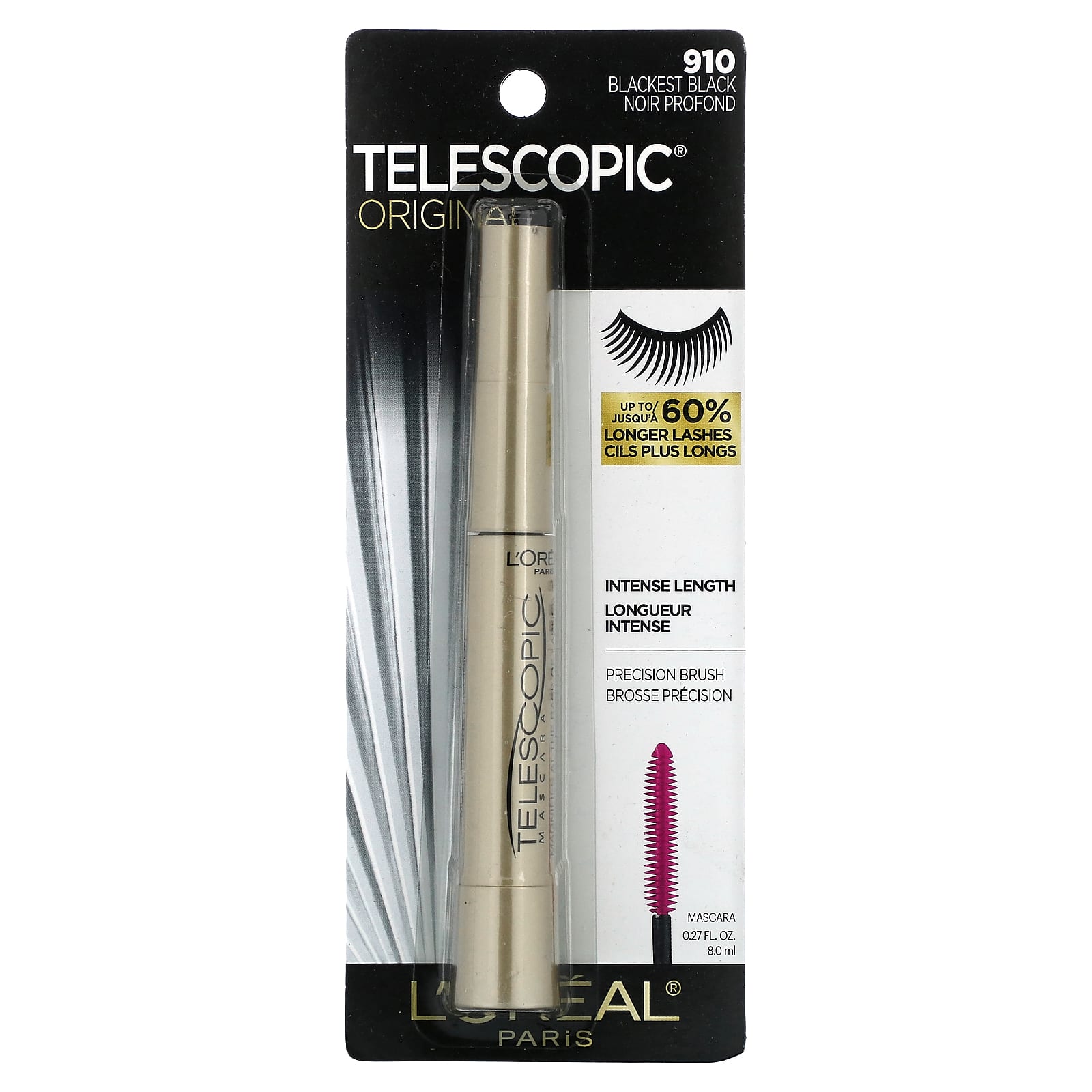 Loréal Telescopic Original Mascara 910 Blackest Black 027 Fl Oz 8 Ml 0427