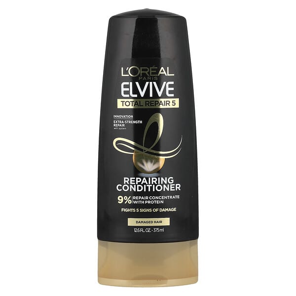 L'Oréal, Elvive, 토탈 리페어 5, 리페어링 컨디셔너, 손상 모발, 375ml(12.6fl oz)