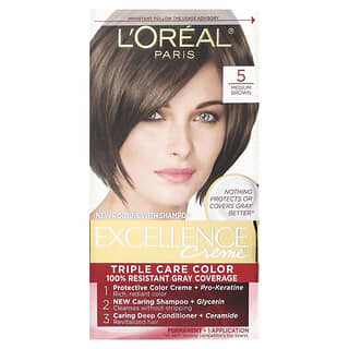 L'Oréal, 优质染发膏，三重发色护理，5 号中褐色，1 次染发套装
