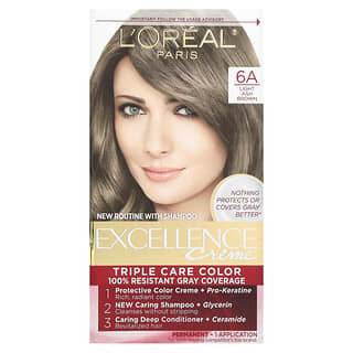 L'Oréal, Excellence Creme, Triple Care Color, 6A Light Ash Brown, 1 Application