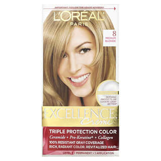 L'Oréal, Excellence Creme, тройная защита, оттенок 8, средний блонд, 1 применение