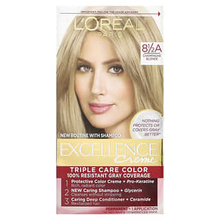 L'Oréal, Excellence Creme, Color de cuidado triple, 8 1/2 A Champagne Blonde`` 1 aplicación