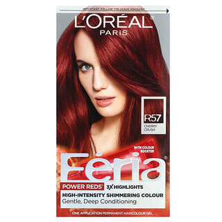 L'Oréal, Feria, Power Red, Couleur chatoyante de haute intensité, R57 Cherry Crush, 1 application