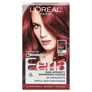 L'Oréal, Feria, Power Red, Couleur chatoyante de haute intensité, R57 Cherry Crush, 1 application