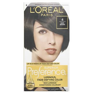 L'Oréal, Preferencia superior, Color luminoso, que desafía la decoloración, 4 colores marrón oscuro`` 1 aplicación