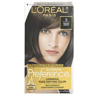 L'Oréal, Superior Preference, Luminous, Fade-Defying Color, 5 Medium Brown, 1 Application