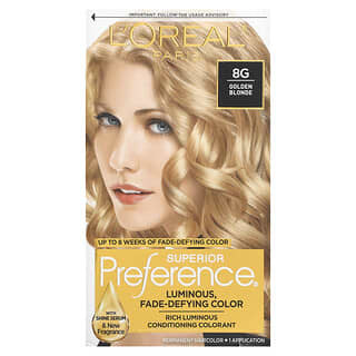 L'Oréal, Superior Preference, Luminous, Fade-Defying Color, 8G Golden Blonde, 1 Application