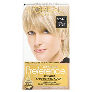 L'Oréal, Superior Preference, сияющий оттенок, препятствующий выцветанию, 9 1/2 NB, самый светлый натуральный блонд, на 1 нанесение