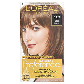 L'Oréal, Superior Preference, Luminous, Fade-Defying Color, 6 AM Light Amber Brown, 1 Application