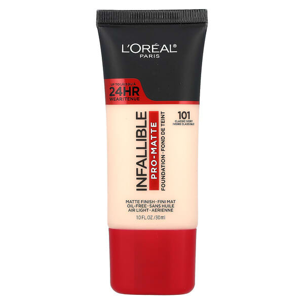 L'Oréal, 인팰리블 프로 매트 파운데이션, 101 클래식 아이보리, 30ml(1fl oz)
