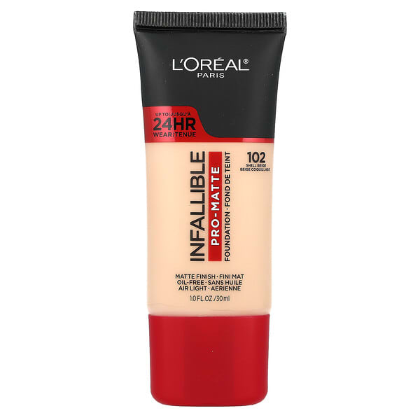 L'Oréal, Infallible, Pro-Matte Foundation, 102 Shell Beige, 1 fl oz (30 ml)