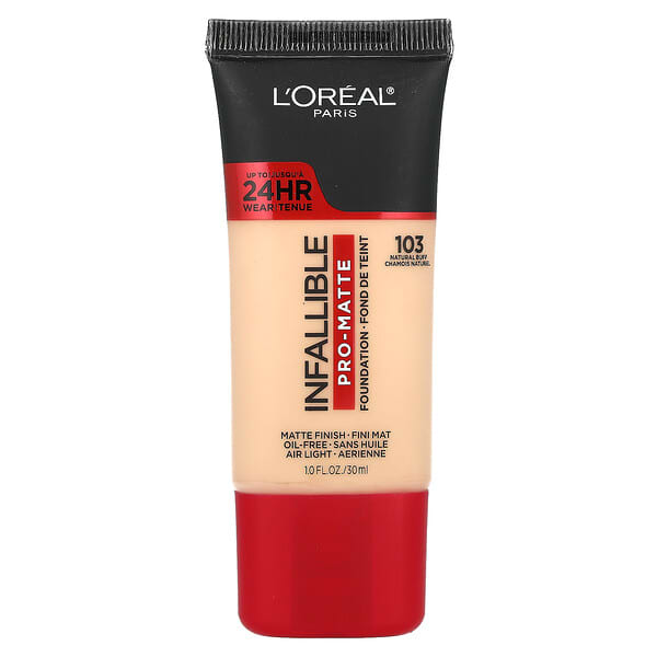 L'Oréal, InFallible รองพื้นโปรแมตต์ บรรจุบัฟธรรมชาติ 103 ชิ้น ขนาด 1 ออนซ์ (30 มล.)