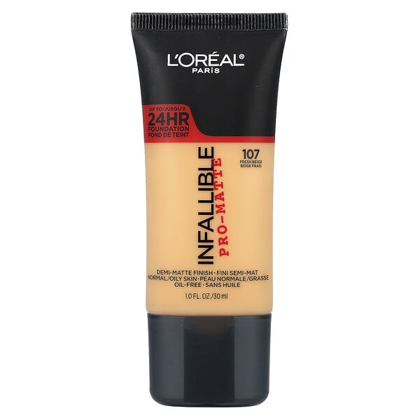 L'Oréal, Infallible Pro-Matte Foundation, 107 Fresh Beige, 1 fl oz (30 ml)