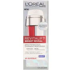 L'Oréal, Revitalift Bright Reveal, Humectante iluminador de noche de doble acción, 30 ml (1 oz. líq.) (Producto descontinuado) 
