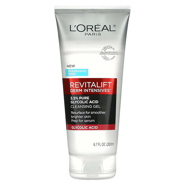 L'Oréal, Revitalift Derm Intensives，3.5% 全乙醇酸清潔凝膠，無香，6.7 液量盎司（200 毫升）