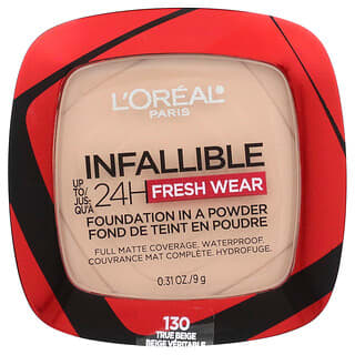 L'Oréal, Infallible 24H Fresh Wear, Foundation In A Powder, 130 True Beige, 0.31 oz (9 g)