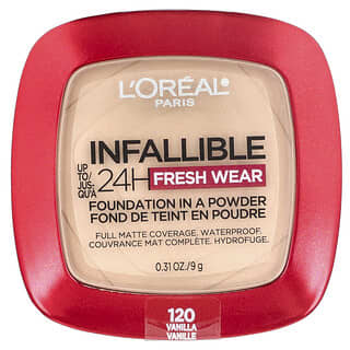 L'Oréal, Infallible 24H Fresh Wear, Base en polvo, 120 Vainilla, 9 g (0,31 oz)