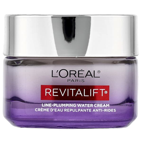 L'Oréal, 마이크로 히알루론산 + 세라마이드, 라인-플럼핑 워터 크림, 48g(1.7oz)