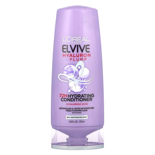 L'Oréal, Elvive, 히알루론 + 펌핑, 72H 하이드레이팅 컨디셔너, 건성 및 건조 모발, 375ml(12.6fl oz)